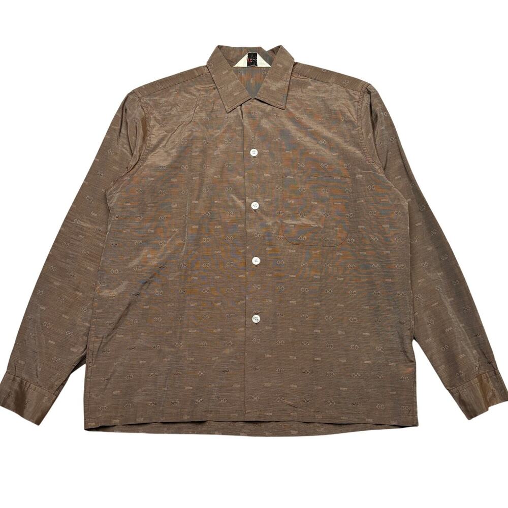 Vintage 1950s Viscount Loop Collar Camp Shirt Men’s M Atomic Print Rockabilly